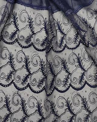 Cotton Checkered Designer Diamond Studed Stole  Blue 4