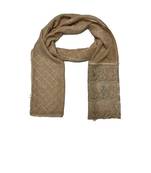 Cotton Checkered Designer Diamond Studed Stole  Cream