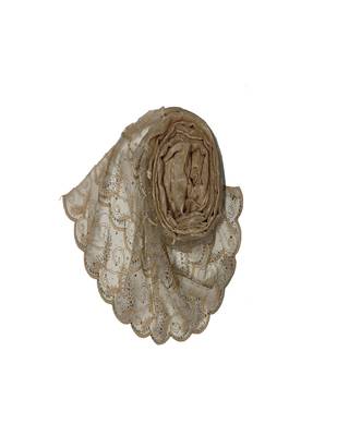 Cotton Checkered Designer Diamond Studed Stole  Cream 2