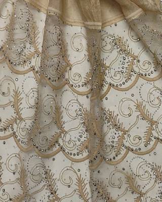 Cotton Checkered Designer Diamond Studed Stole  Cream 4