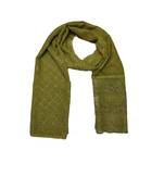 Cotton Checkered Designer Diamond Studed Stole  Green