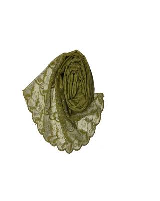 Cotton Checkered Designer Diamond Studed Stole  Green 2