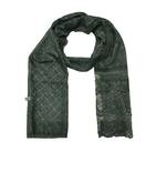 Cotton Checkered Designer Diamond Studed Stole  Dark Green