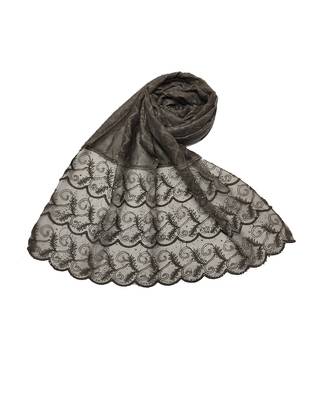 Cotton Checkered Designer Diamond Studed Stole  Brown 3