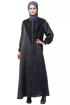 Nazneen Diamond Beads Front open Abaya