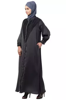 Nazneen Diamond Beads Front open Abaya