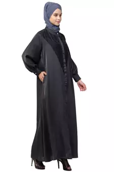 Nazneen Diamond Beads Front open Abaya