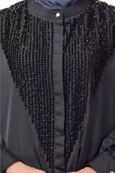 Nazneen Diamond Beads Front open Abaya
