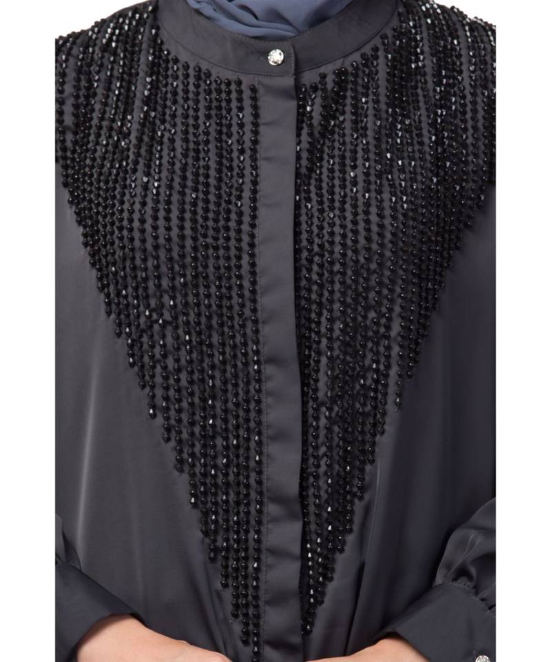 Nazneen Diamond Beads Front open Abaya