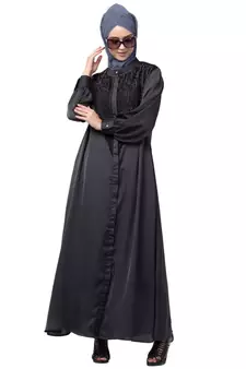 Nazneen Diamond Beads Front open Abaya
