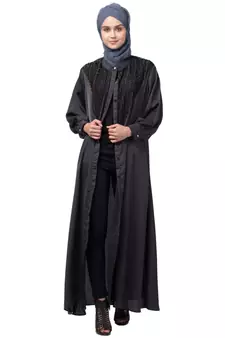 Nazneen Diamond Beads Front open Abaya