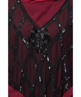 Nazneen Two Piece Diamond cut fully Beaded Front and Back Party Abaya 5