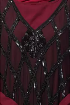 Nazneen Two Piece Diamond cut fully Beaded Front and Back Party Abaya