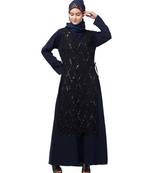 Nazneen Two Piece Diamond cut fully Beaded Front and Back Party Abaya