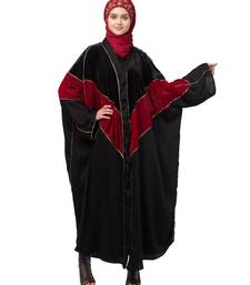 Nazneen velvet contrast triangle front open Dubai Kaftan