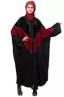 Nazneen velvet contrast triangle front open Dubai Kaftan