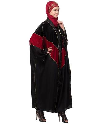 Nazneen velvet contrast triangle front open Dubai Kaftan 4