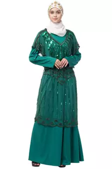 Nazneen Two Piece Butterfly sleeve Fully Beaded Abaya