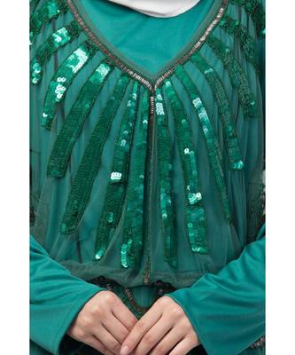 Nazneen Two Piece Butterfly sleeve Fully Beaded Abaya 5