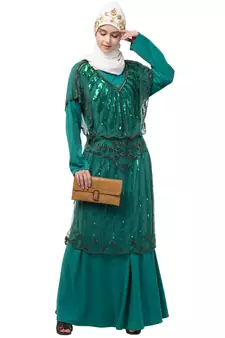 Nazneen Two Piece Butterfly sleeve Fully Beaded Abaya