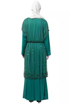 Nazneen Two Piece Butterfly sleeve Fully Beaded Abaya