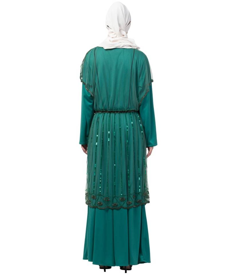 Nazneen Two Piece Butterfly sleeve Fully Beaded Abaya