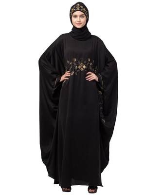 Nazneen Hand work across front Antique Brass  embroidery  Nida Kaftan 2