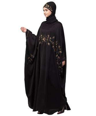 Nazneen Hand work across front Antique Brass  embroidery  Nida Kaftan 3