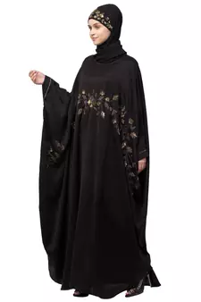 Nazneen Hand work across front Antique Brass  embroidery  Nida Kaftan