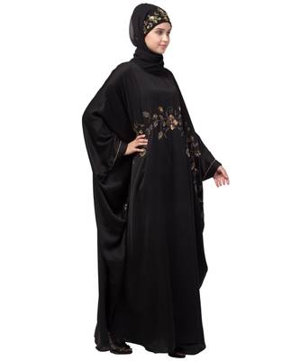 Nazneen Hand work across front Antique Brass  embroidery  Nida Kaftan 4