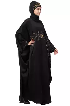 Nazneen Hand work across front Antique Brass  embroidery  Nida Kaftan