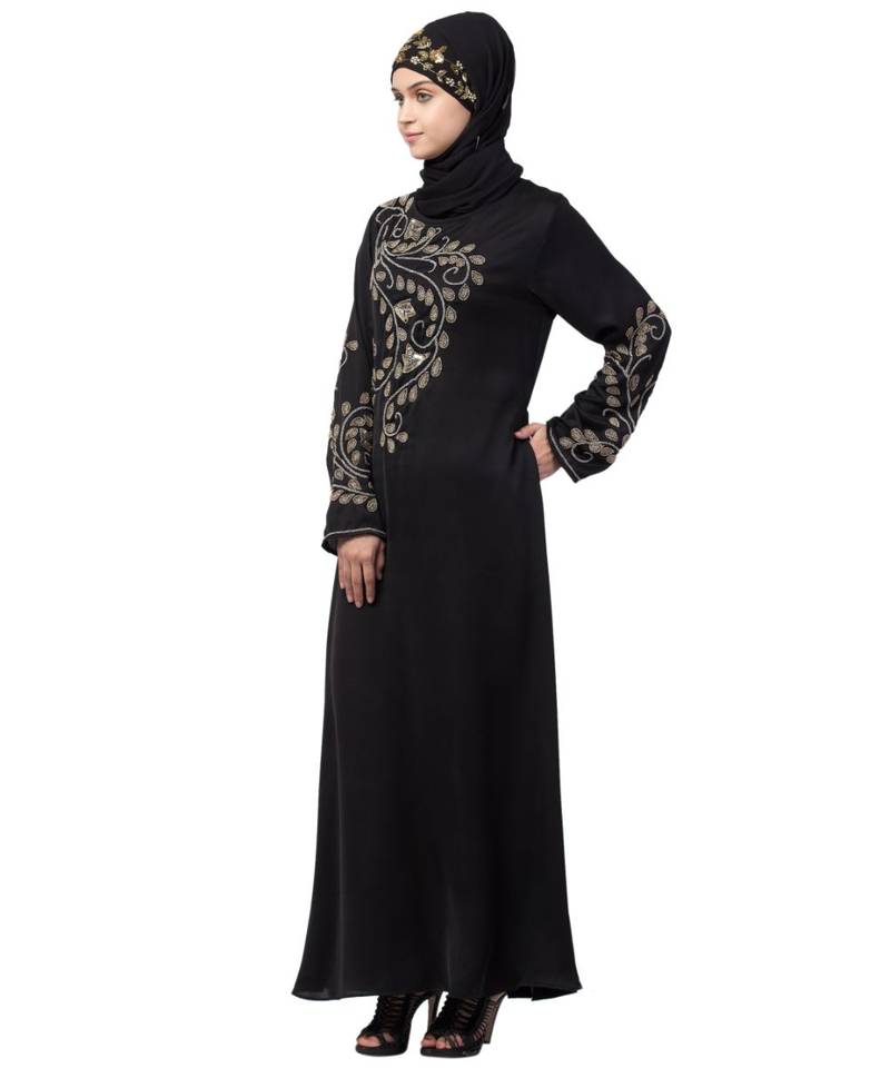 Nazneen stone hand work at front and sleeve A line Abaya