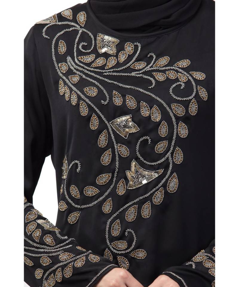 Nazneen stone hand work at front and sleeve A line Abaya