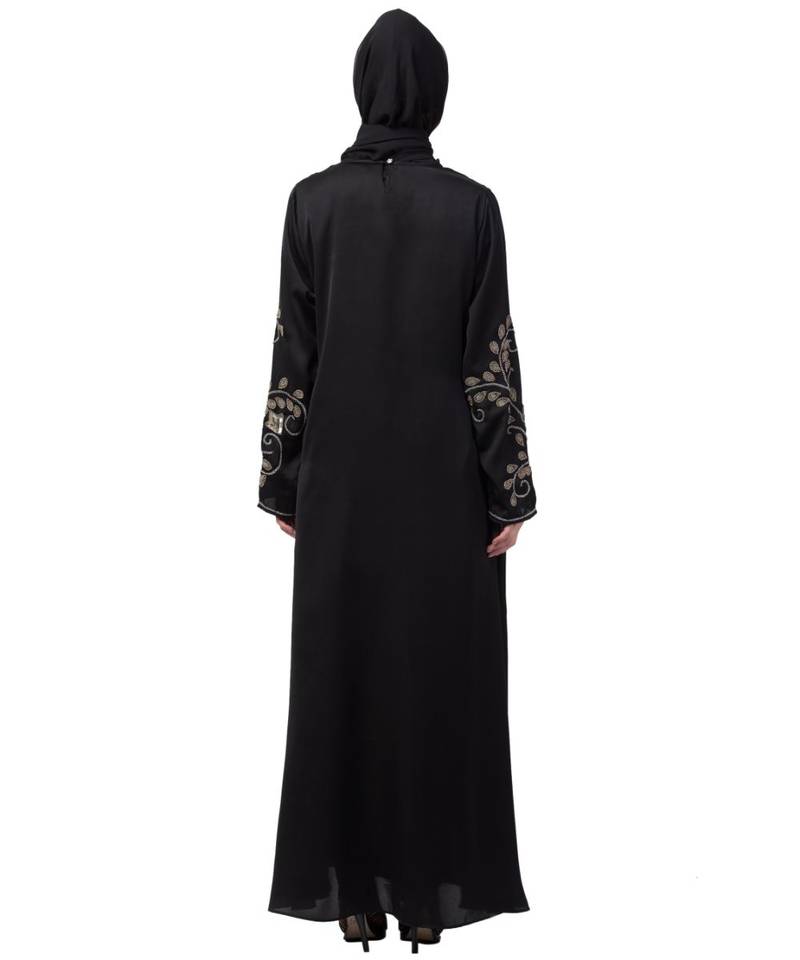 Nazneen stone hand work at front and sleeve A line Abaya