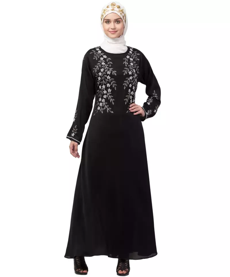 Nazneen front and Sleeve hand embroidered Party Abaya