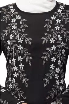 Black Nazneen Floral Embroidered Ramazan Party Abaya