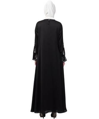 Black Nazneen Floral Embroidered Ramazan Party Abaya 7