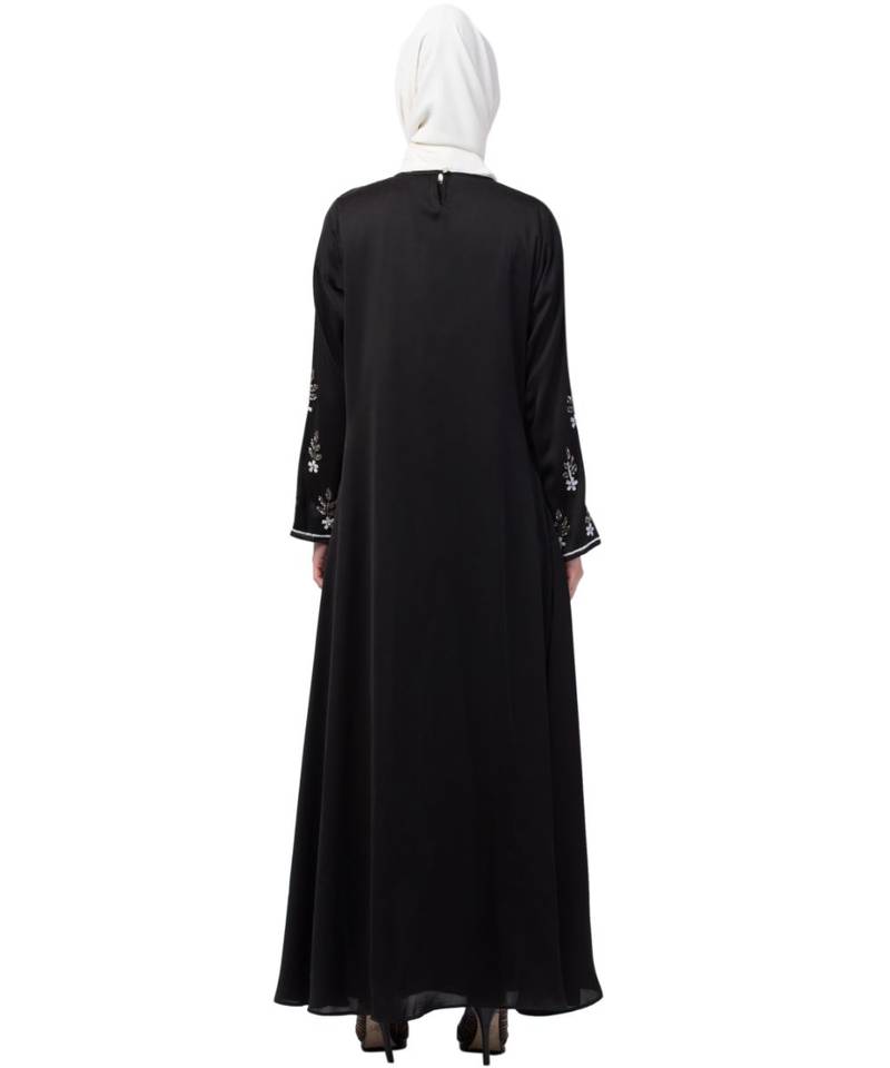 Black Nazneen Floral Embroidered Ramazan Party Abaya