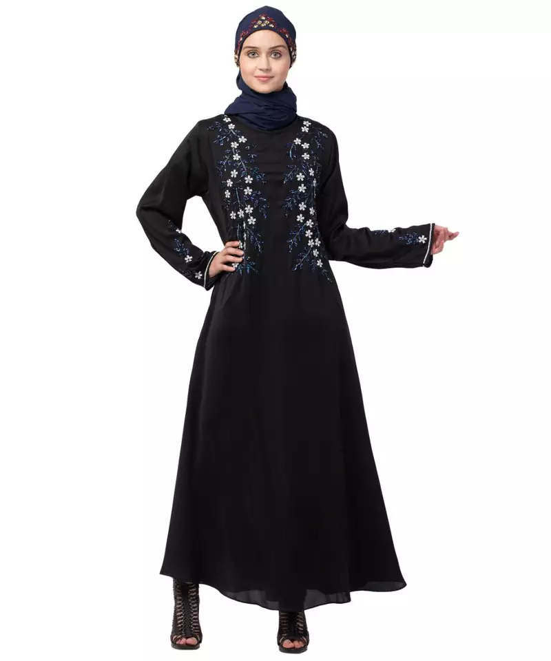 Nazneen front and Sleeve hand embroidered Party Abaya
