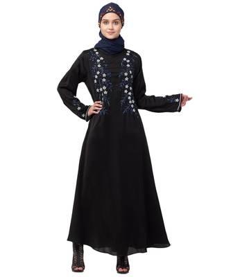 Nazneen front and Sleeve hand embroidered Party Abaya 2