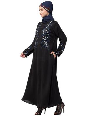 Nazneen front and Sleeve hand embroidered Party Abaya 3