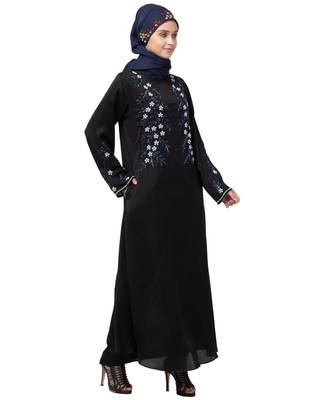 Nazneen front and Sleeve hand embroidered Party Abaya 4
