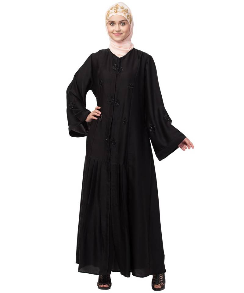 Black Nida Printed Elegant Modest Abaya