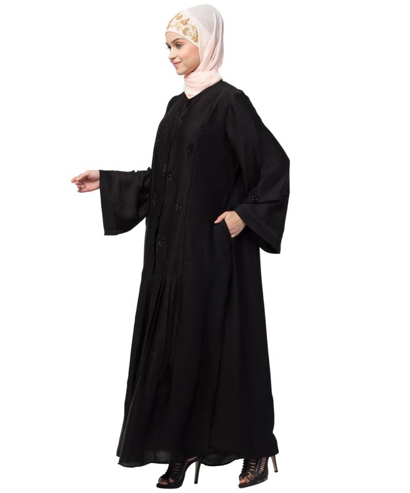 Black Nida Printed Elegant Modest Abaya
