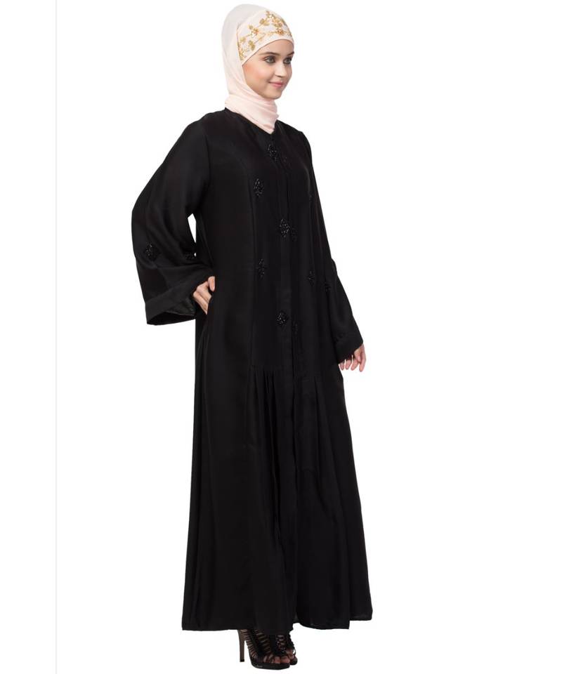 Black Nida Printed Elegant Modest Abaya