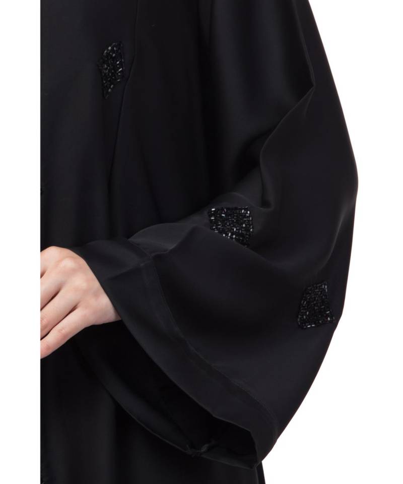 Black Nida Printed Elegant Modest Abaya