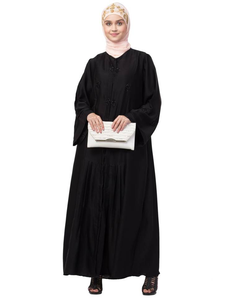 Black Nida Printed Elegant Modest Abaya
