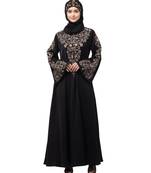 Nazneen Neck and Sleeve Resham Embroidered  A line Party Abaya