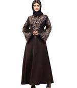Nazneen Neck and Sleeve Resham Embroidered  A line Party Abaya