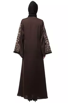 Nazneen Neck and Sleeve Resham Embroidered  A line Party Abaya